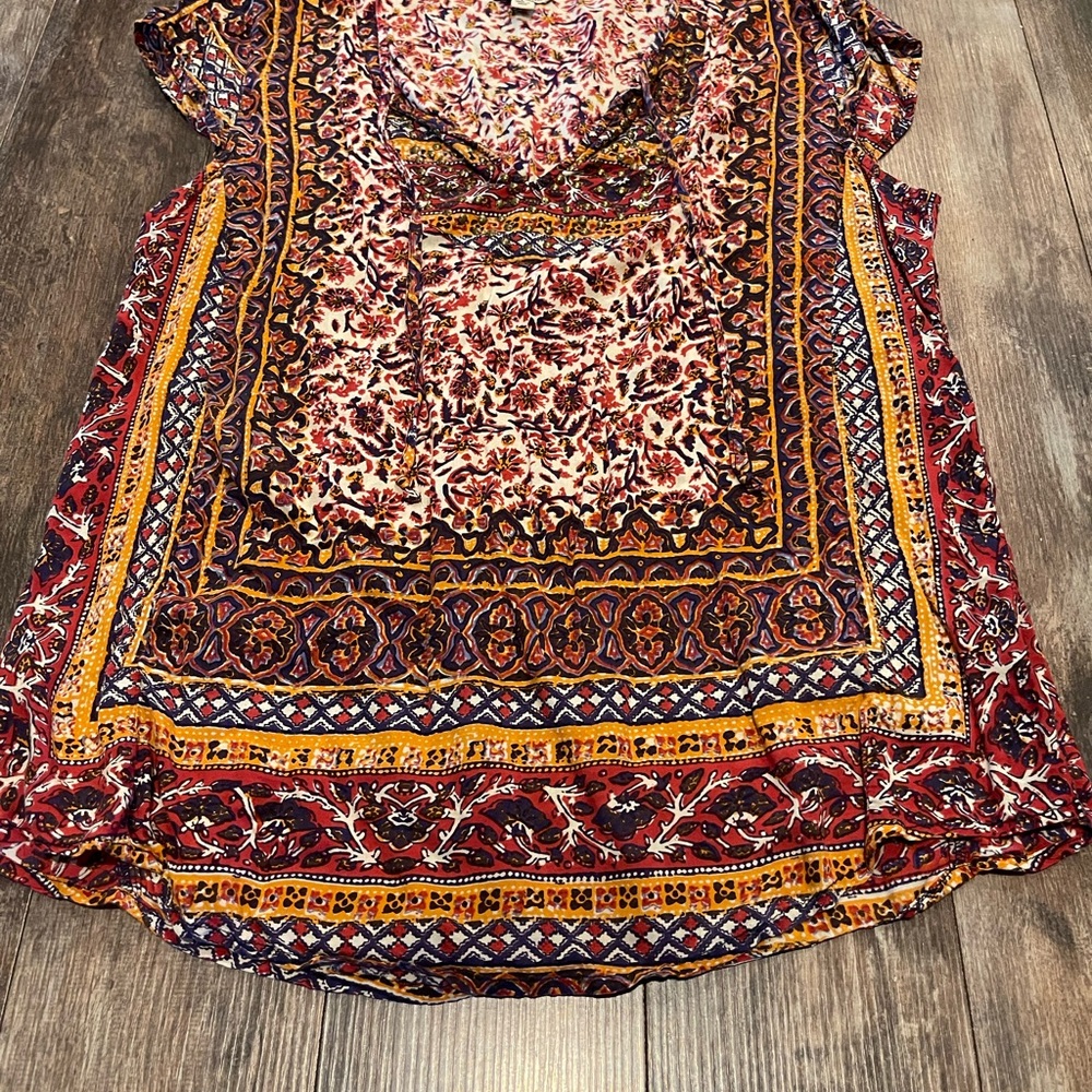 Lucky Brand Floral and Geometric Print Blouse